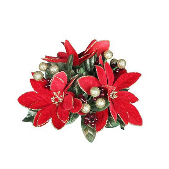 Dinner Candle Ring, Poinsettia 13cm